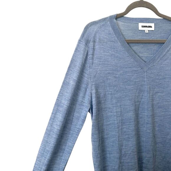 SAINT ART Bayley V-Neck Merino Wool Sweater Light Blue Large - Picture 5 of 5